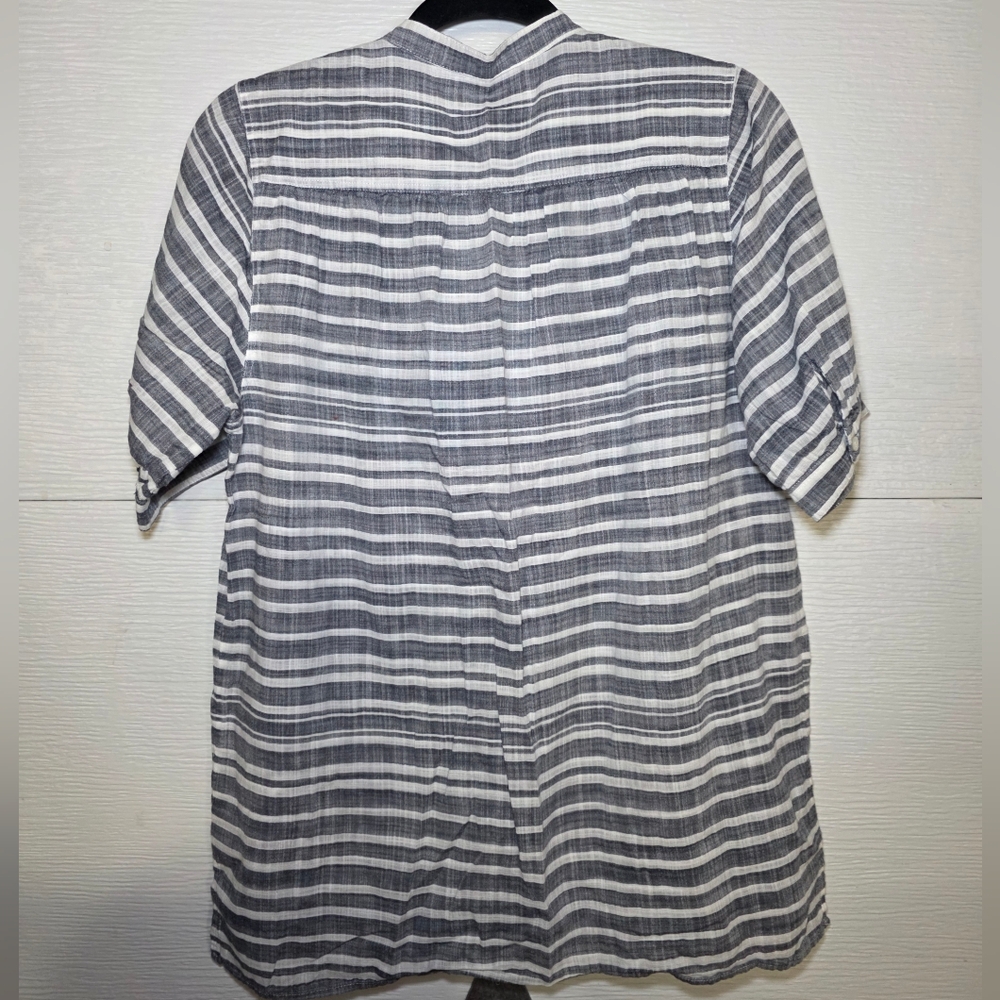 J. Crew Gray and White Striped V-Neck Tunic - Picture 4 of 5